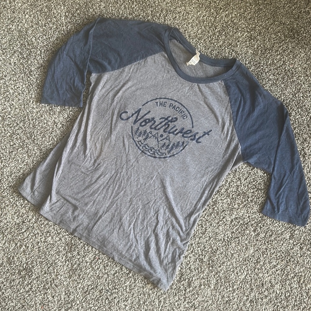 District Blue and Gray Raglan Tee